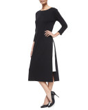 Long Zipper Dress W/ Contrast Gusset, Petite  