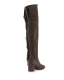 Jodi Fringe Suede Over-The-Knee Boot, Smoke