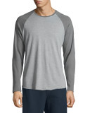 Colorblock Raglan-Sleeve Baseball Shirt, Smoked Gray
