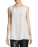 Silk Georgette Tank, White 