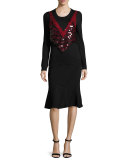 Powell Sequined-Harness Sweater, Black