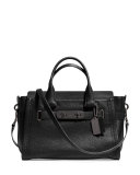 Swagger Pebbled Leather Satchel Bag, Black