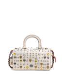 Dinky Double Studded Top-Handle Shoulder Bag, Cream