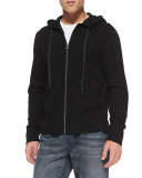 Cotton-Knit Zip Hoodie, Black 