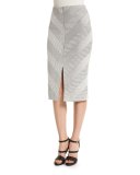 Textured Ponte Pencil Skirt, Black/Natural