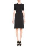 Punto Knit Short-Sleeve Dress, Black
