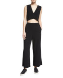 Edwards Sleeveless Wide-Leg Jumpsuit, Black
