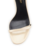 Patent Ankle-Strap Sandal, Nude Powder