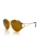 Round Open-Arm Monochromatic Sunglasses, Yellow/Gold