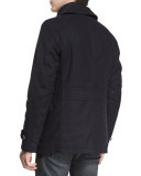 Corringham Double-Breasted Wool Coat, Dark Ink