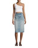 One-Shoulder Cropped Stretch-Knit Bra Top, Optic White