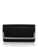 Lenox Satin Crystal-Trim Clutch Bag, Black