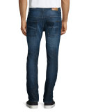 Thin Finn Washed Denim Jeans, Dark Blue