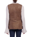 Two-Tone Shearling Fur Vest, Wine