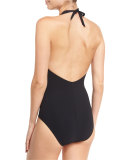 Plunging Halter One-Piece Swimsuit