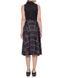 Tie-Front Sleeveless Top, Black