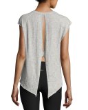 Dismount Cutout-Back Muscle Top, Light Gray