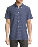 Tuscumbia Striped Short-Sleeve Sport Shirt, Indigo