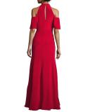 Gayle Cold-Shoulder Silk Crepe de Chine Gown