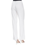 Stretch-Knit Straight-Leg Pants, White, Plus Size