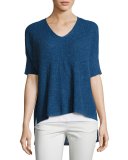 Ribbed V-Neck Boxy Slub Top