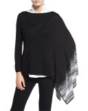 Balancing Act Knit Poncho, Black/New Ivory