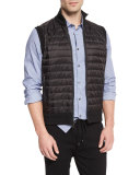 Quilted-Front Knit Vest, Black