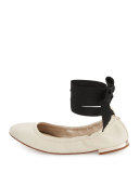 Fallon Lace-Up Ballerina Flat, Modern Ivory