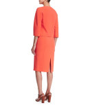 Sleeveless Jewel-Neck Sheath Dress, Persimmon