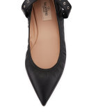 Love Latch Metallic Ankle-Wrap Flat, Nero