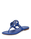 Miller Leather Logo Sandal, Blue Dahlia