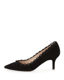 Phoenix Scalloped Suede Pump, Black