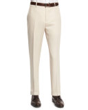 Parker Gabardine Wool Trousers, Tan