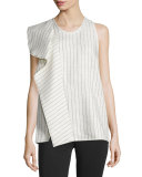 Linen Ruffle Tank, Cloud