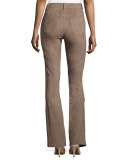 Thompson Boot-Cut Lambskin Suede Pants, Portobello