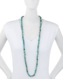 Long Faceted Turquoise Bead Necklace, 40"