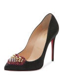 Coralita Crystal-Heart 100mm Red Sole Pump