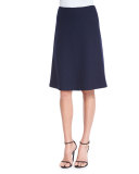 Micro Boucle Knit Flared Skirt, Navy