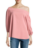 Draped Twill Off-the-Shoulder Top