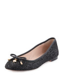 willa glitter ballerina flat, black
