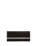 Tuxedo Crystal-Trim Satin Clutch Bag, Black/Silver