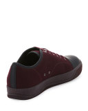 Matte Cap-Toe Suede Low-Top Sneaker, Burgundy