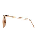 Semi-Rimless Square Sunglasses, Rose Gold