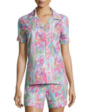 Sergeant Pepper Shorty Pajama Set, Pink/Turquoise, Women's