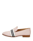 Amber Striped-Web Leather Loafer, Pink