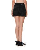 Denim Ruffle Shorts, Black