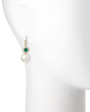 Dangling South Sea Pearl & Green Tourmaline Earrings