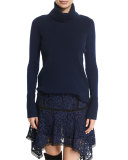 Asa Ribbed Cashmere Turtleneck Sweater, Navy