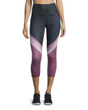 High-Waist Airbrush Capri Leggings, Tree Lace Black