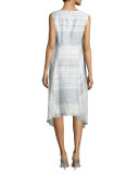 Romona Palmetto Crinkle-Stripe A-Line Dress, Multi